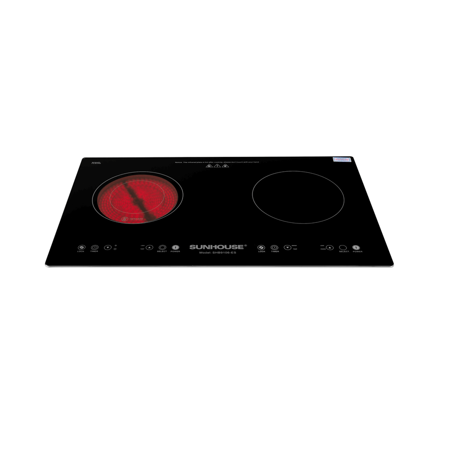 Bếp điện từ kết hợp hồng ngoại 2 vùng nấu Sunhouse SHB9106-ES