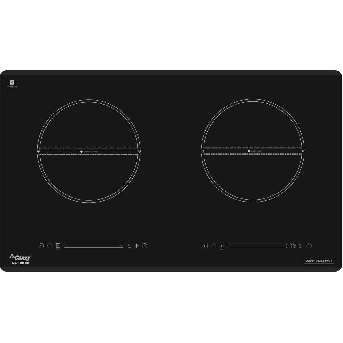 Bếp điện từ kết hợp hồng ngoại 2 vùng nấu Canzy CZ-66BS